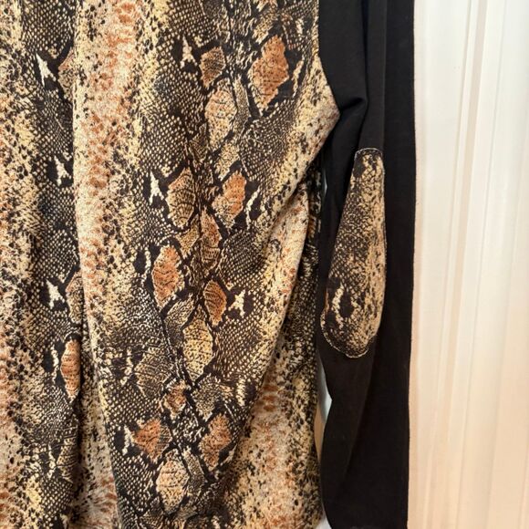 Story Tell Snakeskin‎ Print Elbow Patch Long Sleeve Size 2X - Picture 4 of 6